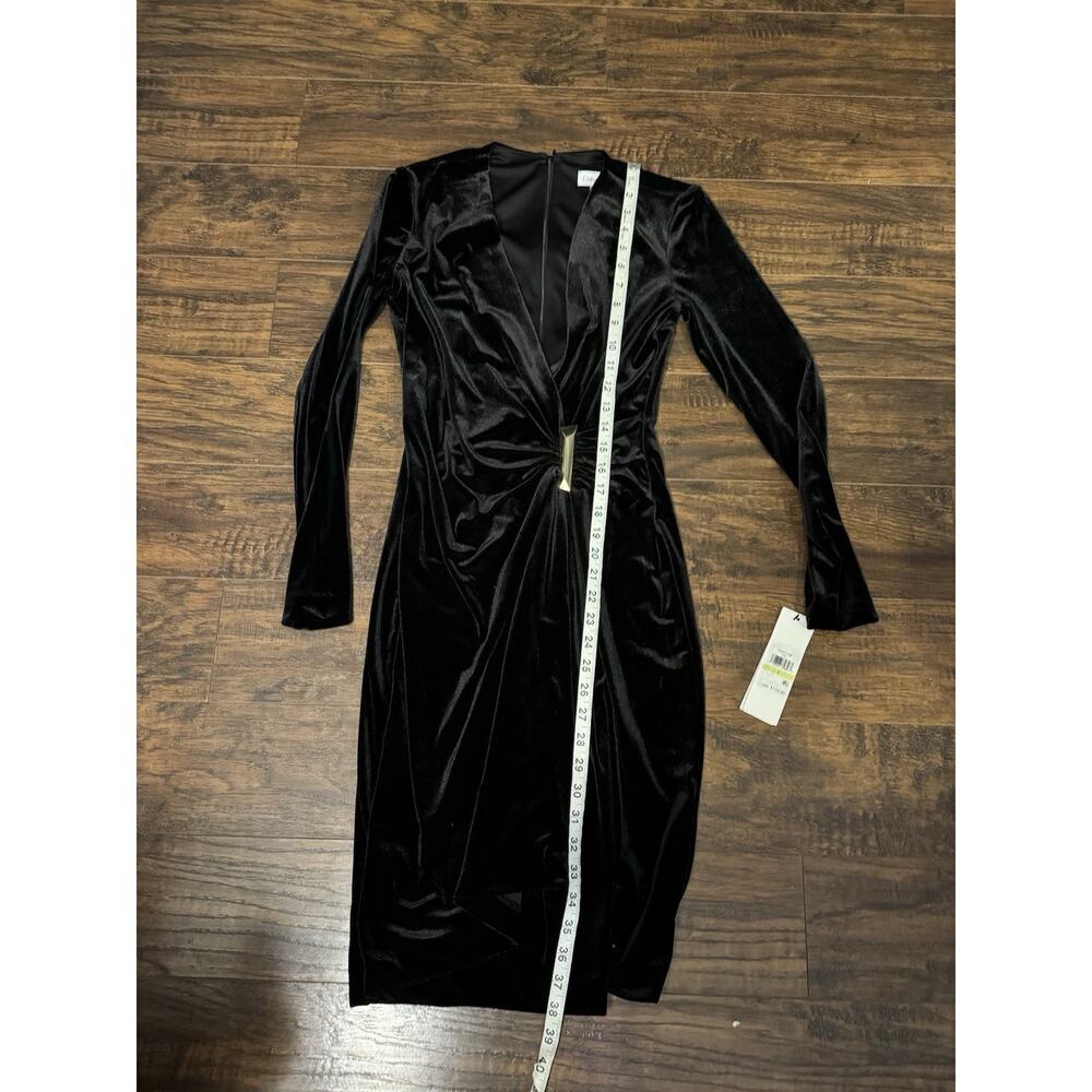 NWT Calvin Klein Black Wrap Velvet Dress Size 4 - Picture 6 of 7
